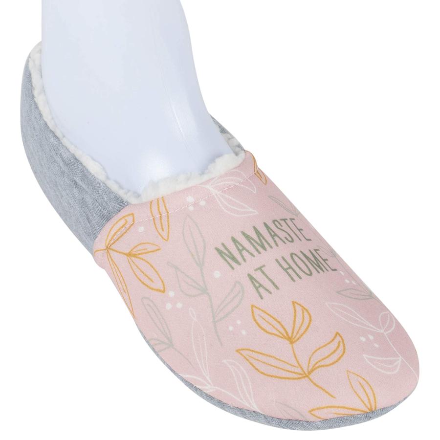 【並行輸入品】Namaste At Home ピンクとグレー L (レディース 9/10) ポリエステル フリース スリッパ DEMDACO Nの画像