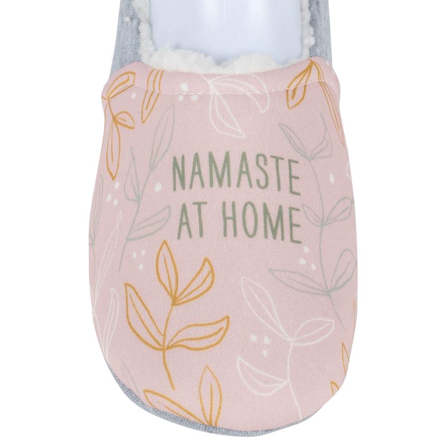 【並行輸入品】Namaste At Home ピンクとグレー L (レディース 9/10) ポリエステル フリース スリッパ DEMDACO Nの画像