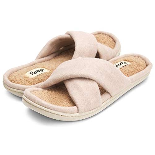 【並行輸入品】Floopi Women's Ultra Soft Padded Felt Criss Cross Slide with Fre_1
