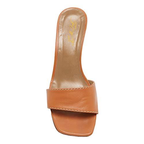 【並行輸入品】FOWT Women Fashion Open Square Toe Slide Sandals Mid High Wedgeの画像