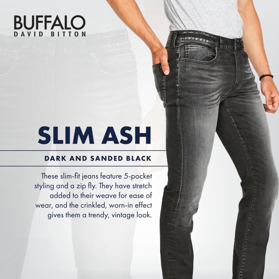 【並行輸入品】Buffalo David Bitton Men's Slim Ash Jeans， Dark and Sanded Black_6