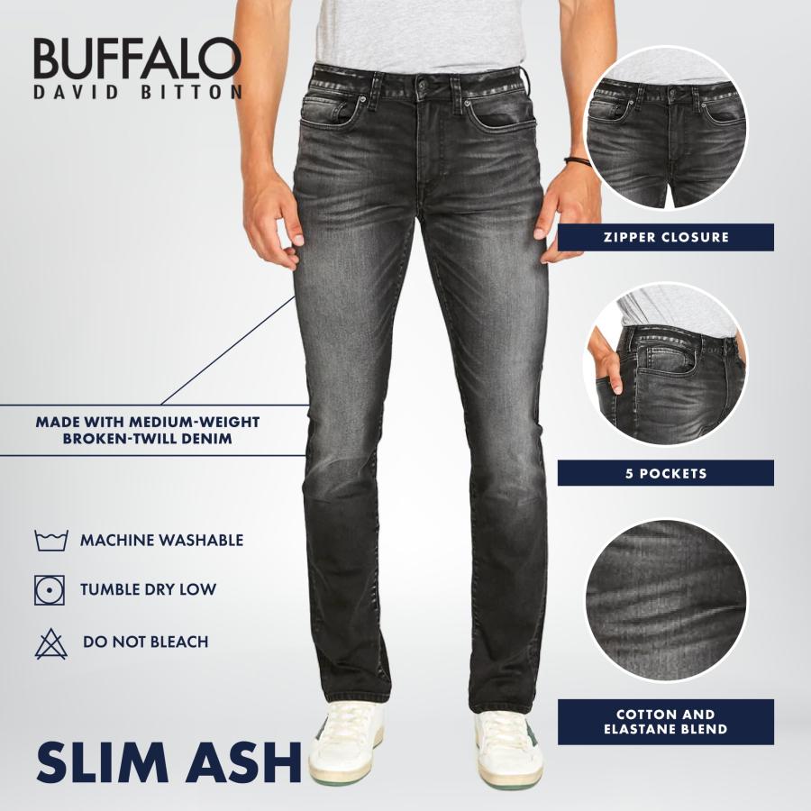 【並行輸入品】Buffalo David Bitton Men's Slim Ash Jeans， Dark and Sanded Black_9
