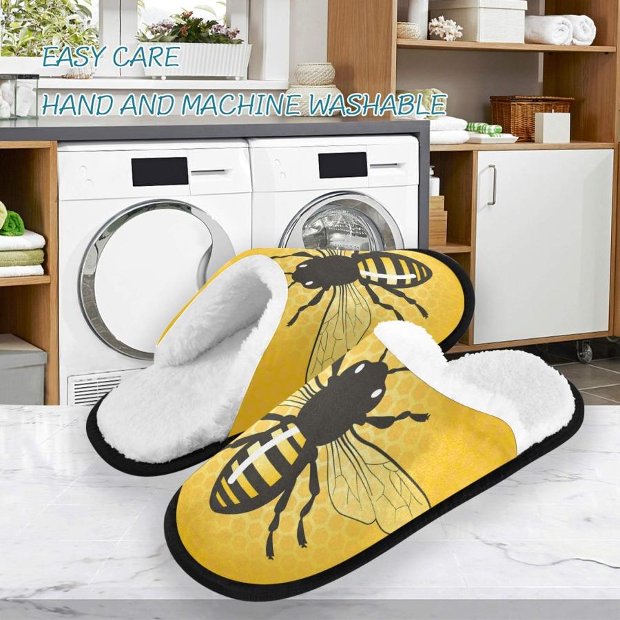 【並行輸入品】Bee Honeycomb Honey Slippers Fuzzy Feet Plush Cotton Slippers Anの画像