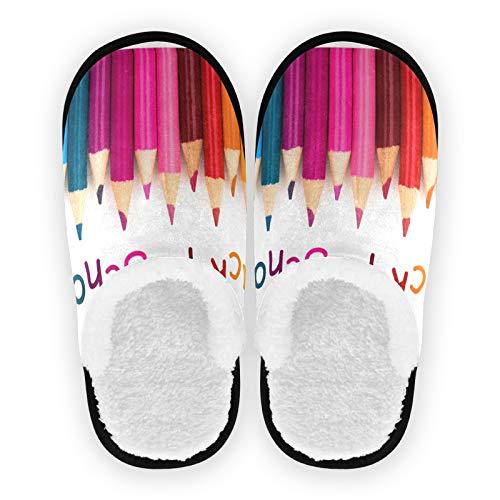 【並行輸入品】Colorful Pencil Crayons Back To School Slippers Fuzzy Feet Plushの画像