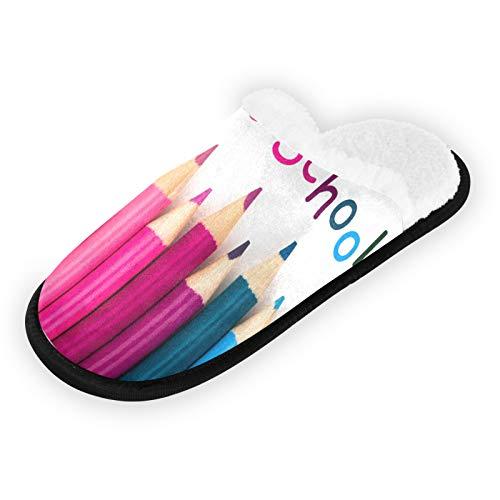【並行輸入品】Colorful Pencil Crayons Back To School Slippers Fuzzy Feet Plushの画像