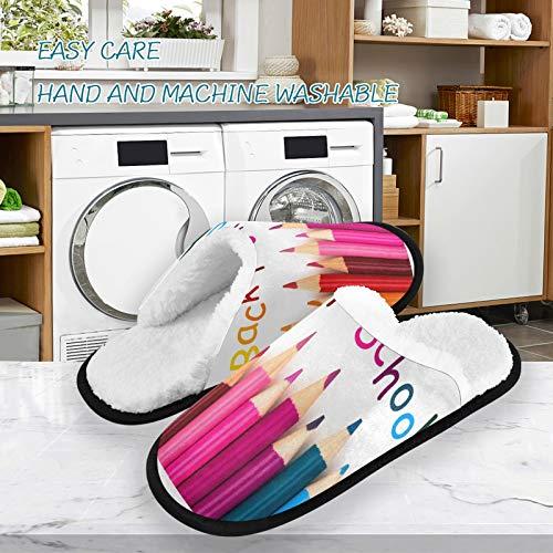 【並行輸入品】Colorful Pencil Crayons Back To School Slippers Fuzzy Feet Plushの画像