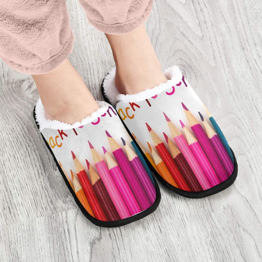 【並行輸入品】Colorful Pencil Crayons Back To School Slippers Fuzzy Feet Plushの画像