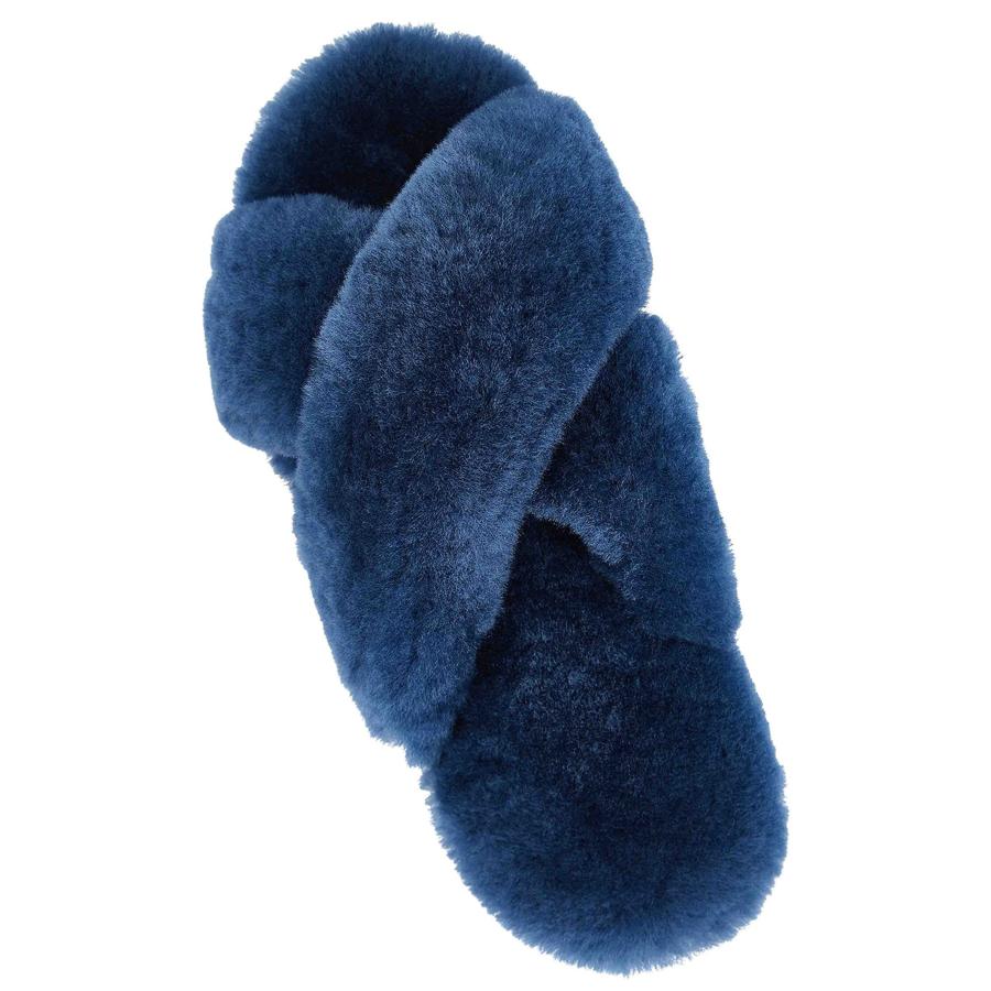 【並行輸入品】CLPP'LI Womens Cross Band Fluffy Fuzzette Slippers   Navy   9 |  | 03