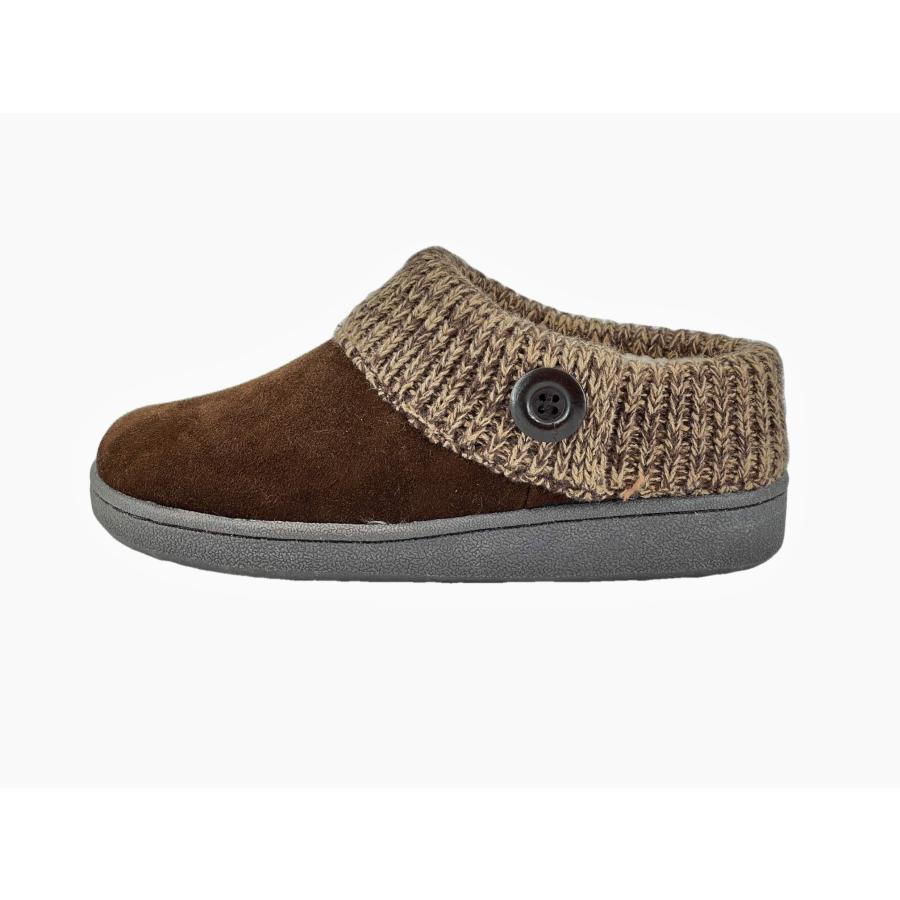 【並行輸入品】Clarks レディース スリッパ スエード レザー ニット カラー クロッグ スリッパ プラッシュフェイクファー裏地， ダークブ_3
