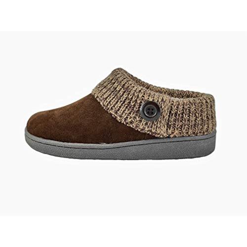 【並行輸入品】Clarks レディース スリッパ スエード レザー ニット カラー クロッグ スリッパ プラッシュフェイクファー裏地， ダークブ_4