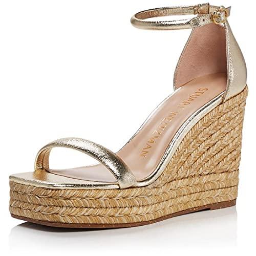 【並行輸入品】Stuart Weitzman Nudist エスパドリーユウェッジ US サイズ: 7.5 Wide カラー: ゴールド Stuの画像