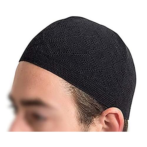 【並行輸入品】Craftsman Black Eid Koofi Kufi Cap Mens Muslim Designer Stretcha_5