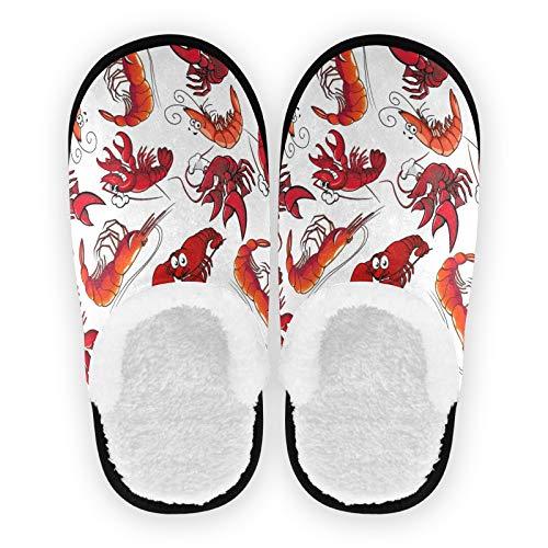 【並行輸入品】Red Shrimps Prawns Lobsters Fuzzy Feet Plush Slippers, Anti Slipの画像
