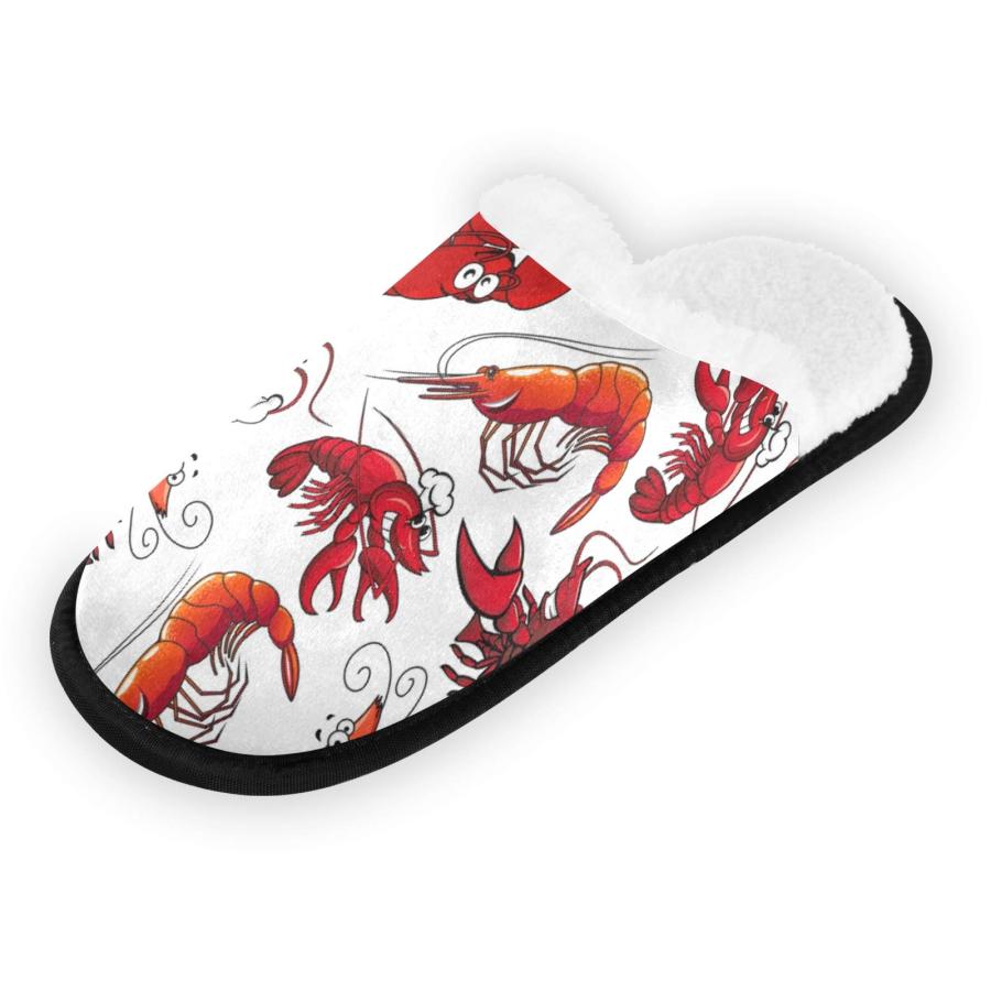 【並行輸入品】Red Shrimps Prawns Lobsters Fuzzy Feet Plush Slippers, Anti Slipの画像