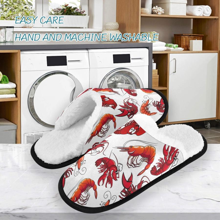 【並行輸入品】Red Shrimps Prawns Lobsters Fuzzy Feet Plush Slippers, Anti Slipの画像