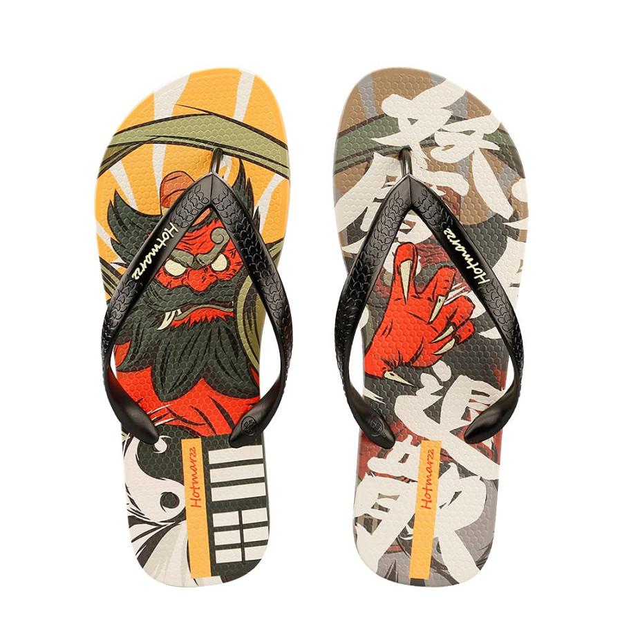 並行輸入品】Hotmarzz Men's Flip Flops Lucky Prints Summer Sandals