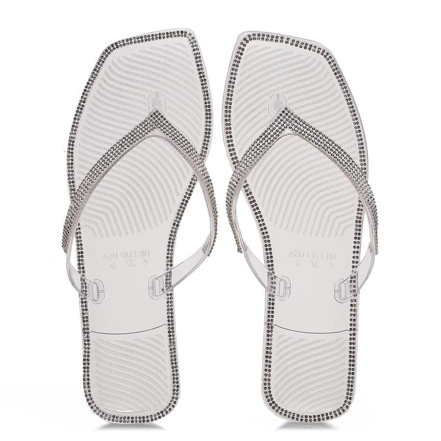 【並行輸入品】LUXINYU Women's Crystal Flip flops Slide Sandals Rhinestone Flatの画像