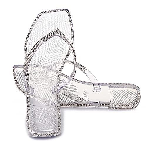 【並行輸入品】LUXINYU Women's Crystal Flip flops Slide Sandals Rhinestone Flatの画像