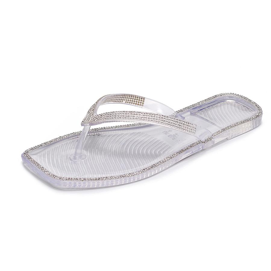 【並行輸入品】LUXINYU Women's Crystal Flip flops Slide Sandals Rhinestone Flatの画像