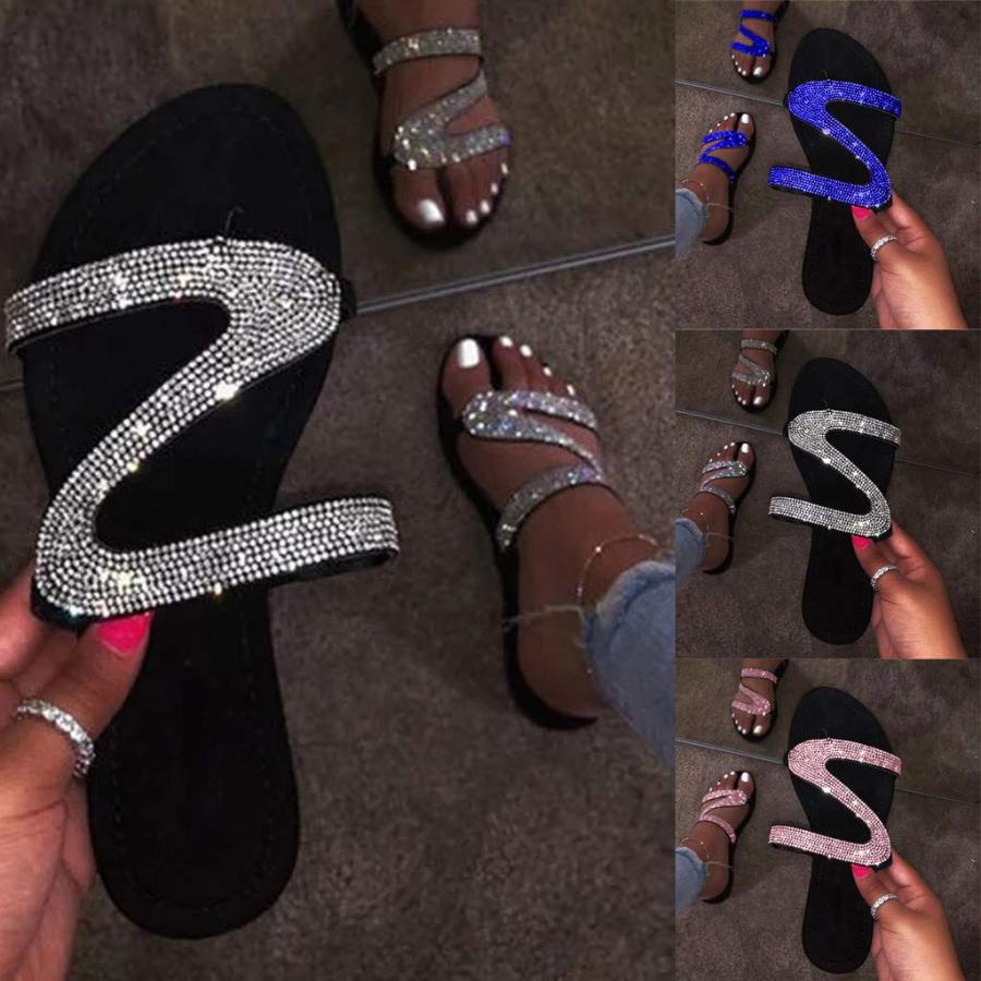 【並行輸入品】AODONG Sandals for Women Casual Summer,Crystal Platform Flip Floの画像