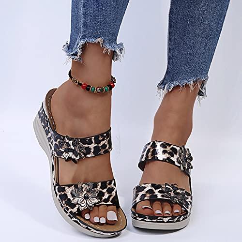 【並行輸入品】Nevera Shoes Summer Wedge Sandals for Women 2021 Flower Snakeski_4