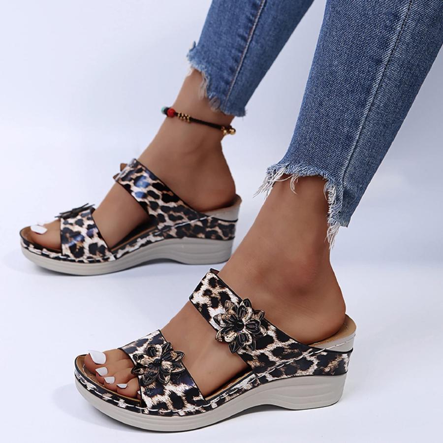 【並行輸入品】Nevera Shoes Summer Wedge Sandals for Women 2021 Flower Snakeski_9