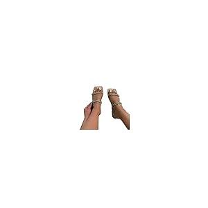 【並行輸入品】Nevera Shoes Women's Slides Rhinestone Chain Slippers Open Squar_2