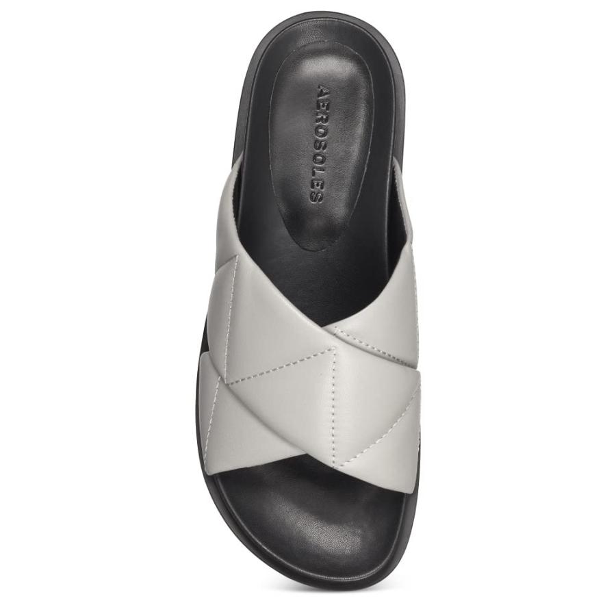 【並行輸入品】Aerosoles レディース Linney スライドサンダル， グレーレザー， 10 Aerosoles Women's LIN_9