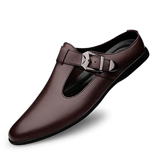 【並行輸入品】ChicLovey Mens Backless Mules Clog Slippers Breathable Leather Hの画像