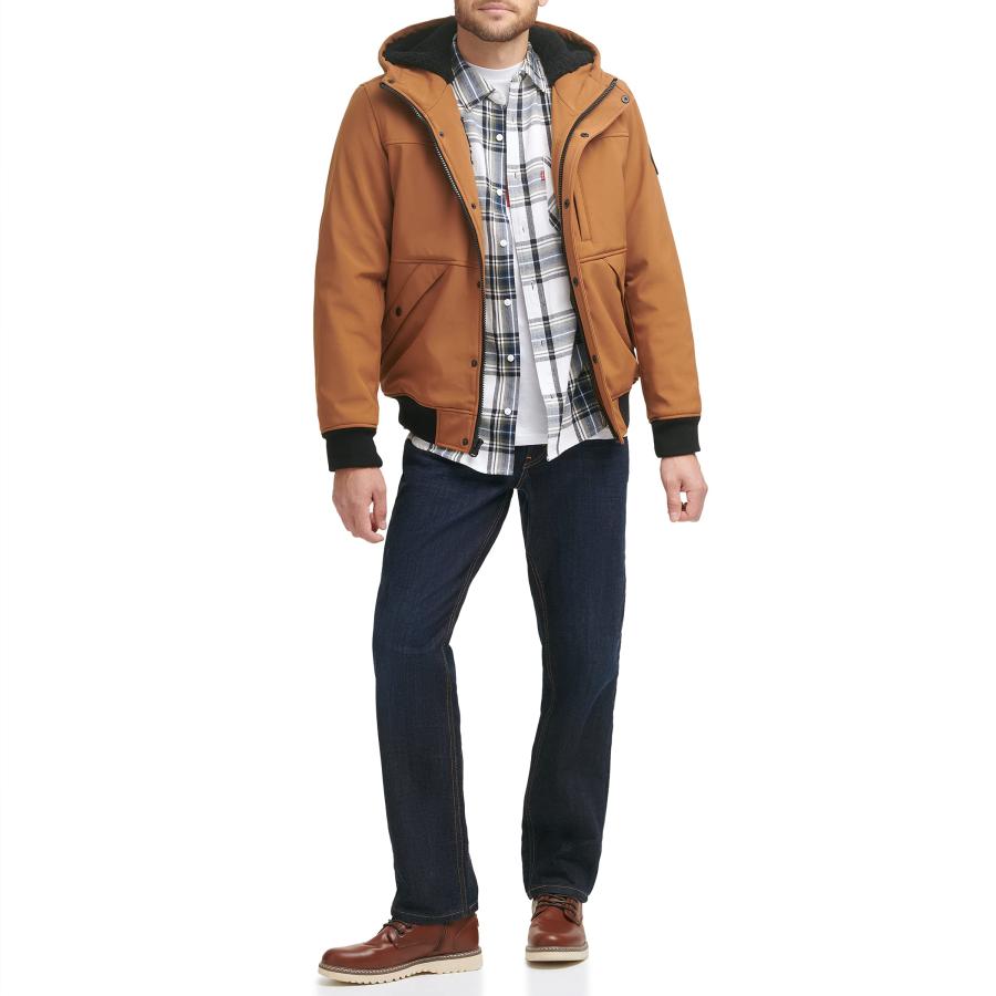 【並行輸入品】Levi's mens Levi's Men's Mixed Media Hoodie Bomber COAT， Brown，
