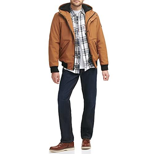 【並行輸入品】Levi's mens Levi's Men's Mixed Media Hoodie Bomber COAT， Brown，