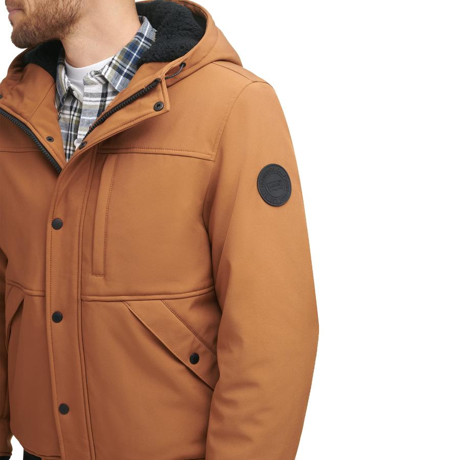 【並行輸入品】Levi's mens Levi's Men's Mixed Media Hoodie Bomber COAT， Brown，