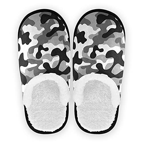 【並行輸入品】Dussdil Black White Gray Camouflage Womens Mens Slippers Camou H_1