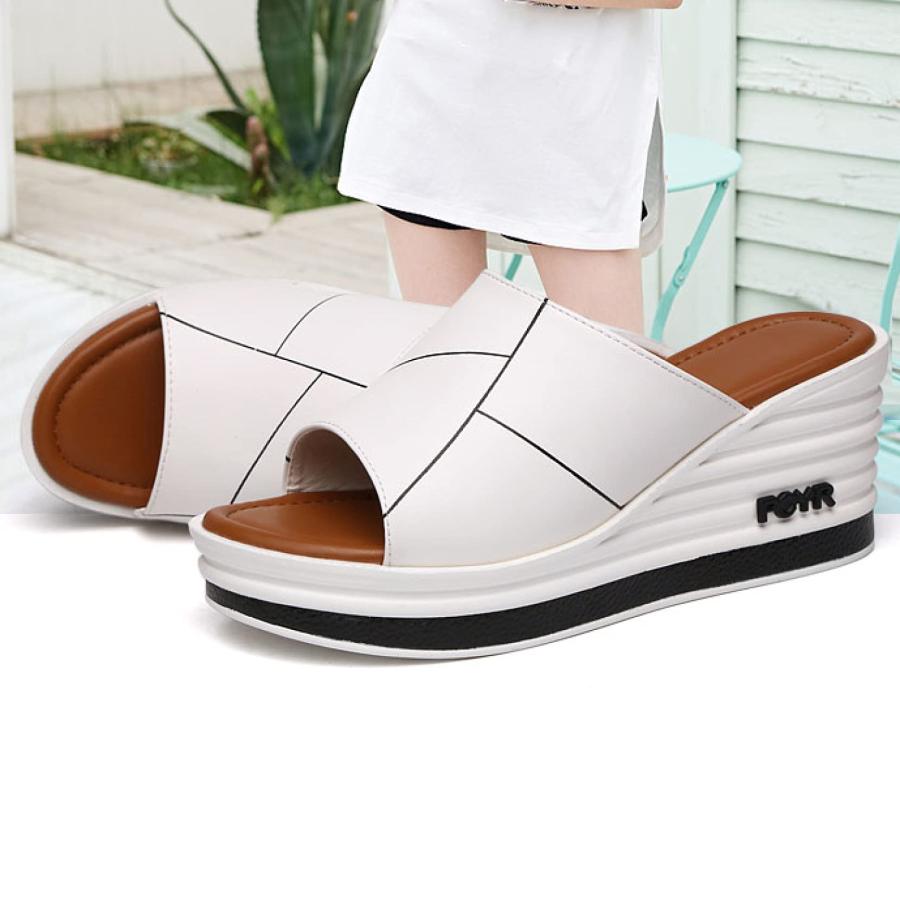 【並行輸入品】CYBLING Leisure High Heel Platform Slides Slipper for Women Openの画像