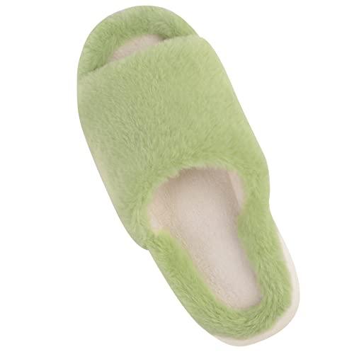 【並行輸入品】Feionusin Fluffy Womens House Slippers Memory Foam Open Toe Comf_4