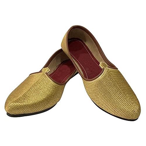 【並行輸入品】Gold Punjabi Jutti メンズ Mojari メンズ Sherwani シューズ メンズ Jooti ウェディングシ_4