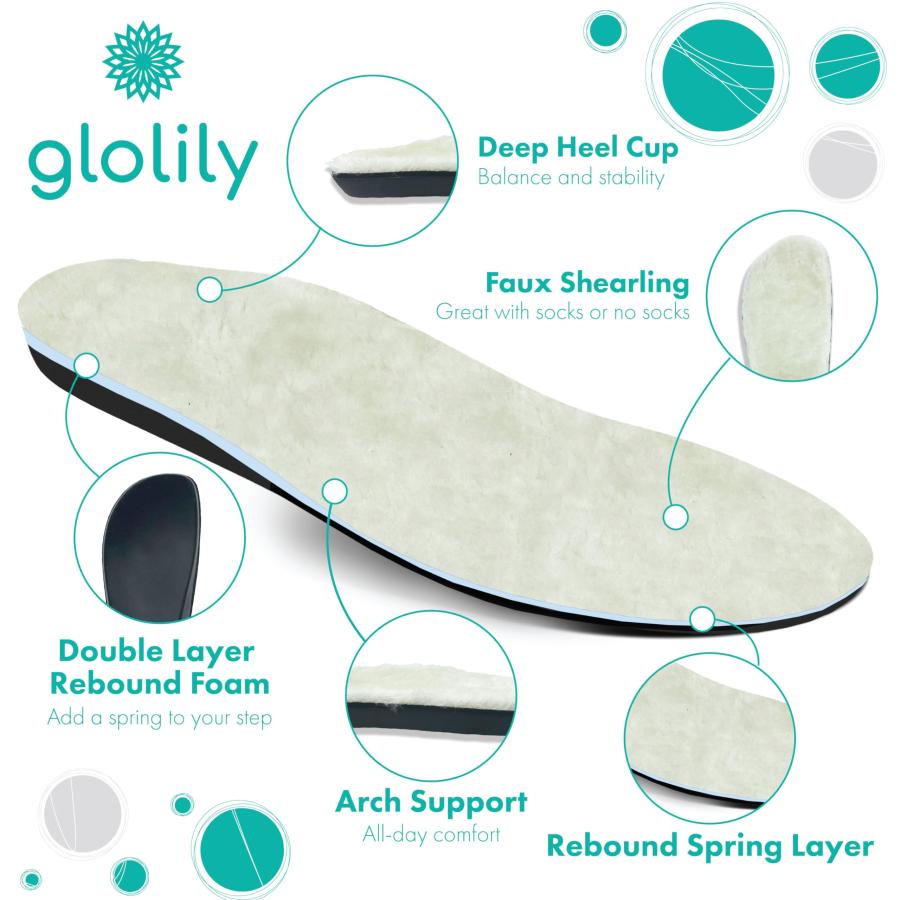【並行輸入品】GLOLILY〓 Mia レディース 調節可能 快適 低反発素材 快適でふわふわ ムートン スリッポン オープンバック 家 アウト_9