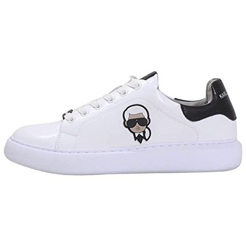 【並行輸入品】Karl Lagerfeld Paris メンズ エブリデイ エッセンシャル レザースニーカー、ホワイト、10, ホワイト, 10の画像