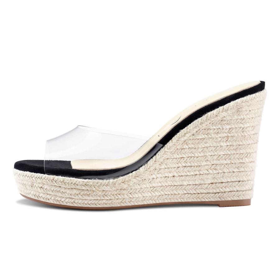 【並行輸入品】NobleOnly Womens High Heels Platform Wedge Sandals Clear Transpaの画像