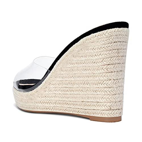 【並行輸入品】NobleOnly Womens High Heels Platform Wedge Sandals Clear Transpaの画像