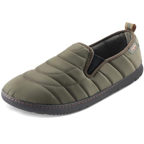 【並行輸入品】LazyStep メンズ 耐水性スリッパ 快適な低反発素材 スリップオン 屋内 屋外 ハウスシューズ, オリーブ, 11 12 L_1