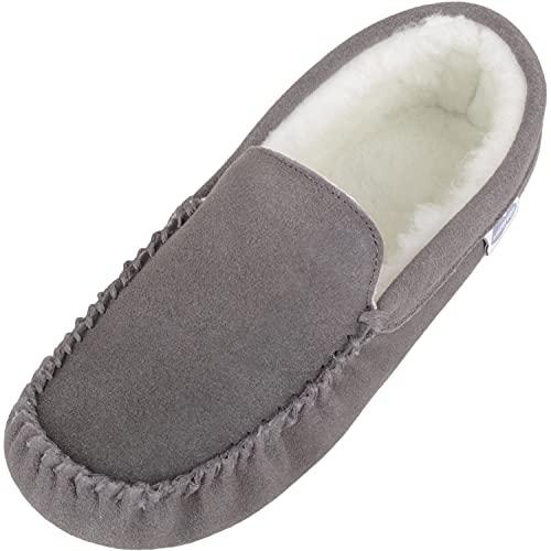 【並行輸入品】SNUGRUGS Mens Ronnie Suede Moccasin Slippers with Wool Inner and_1