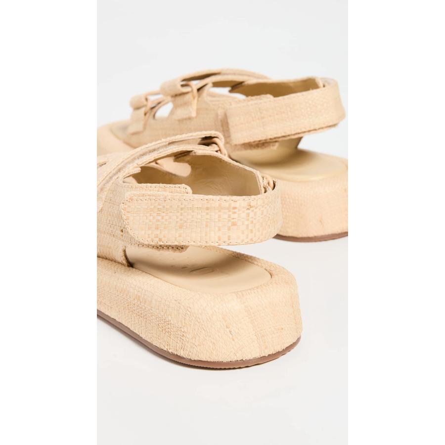 【並行輸入品】Loeffler Randall レディース ツーバンドプラットフォームサンダル, ナチュラル, 9.5 Loeffler Ranの画像