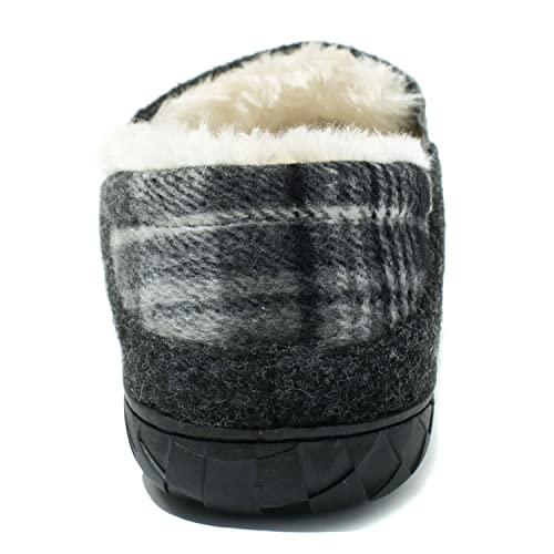 【並行輸入品】NewDenBer Men's Warm Memory Foam Moccasin Slippers Plush Sherpa_4