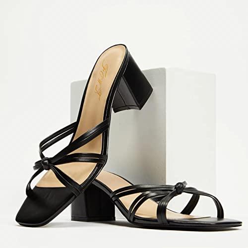 【並行輸入品】FOWT Women Knot Bow Crossover Vamp Straps Sandals Open Square Toの画像
