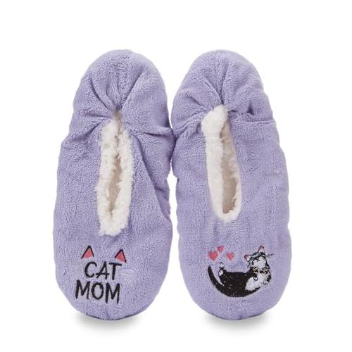 【並行輸入品】MeMoi Cat Mom シェルパ裏地 ローカットスリッパ， ラベンダー， Medium/Large MeMoi Women's_1