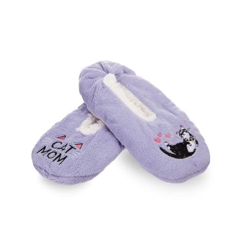 【並行輸入品】MeMoi Cat Mom シェルパ裏地 ローカットスリッパ， ラベンダー， Medium/Large MeMoi Women's_4