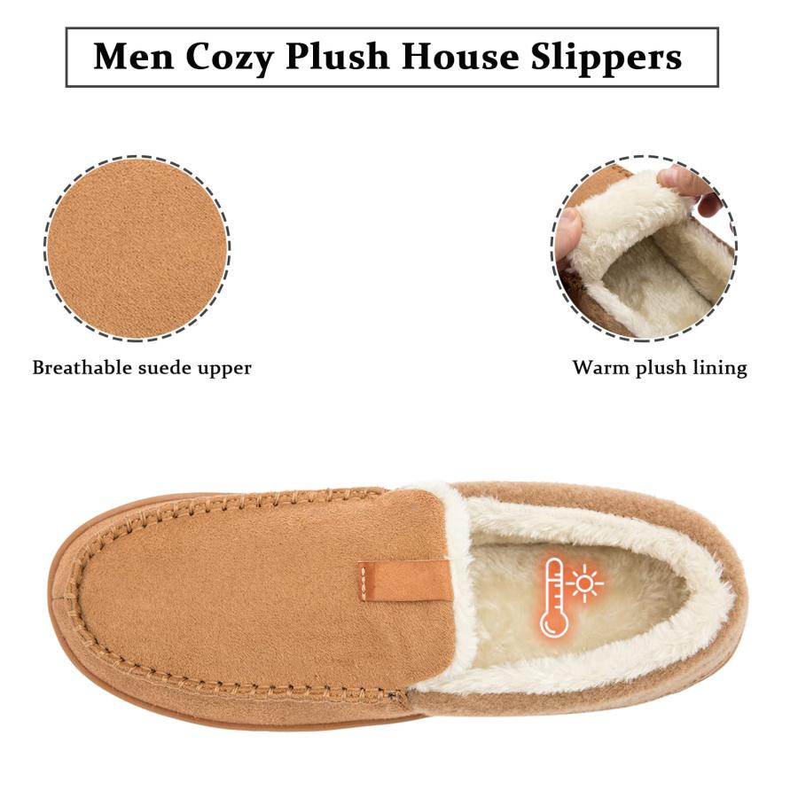 【並行輸入品】deenor Men's Moccasin House Slippers Cozy Memory Foam Bedroom Sl_3