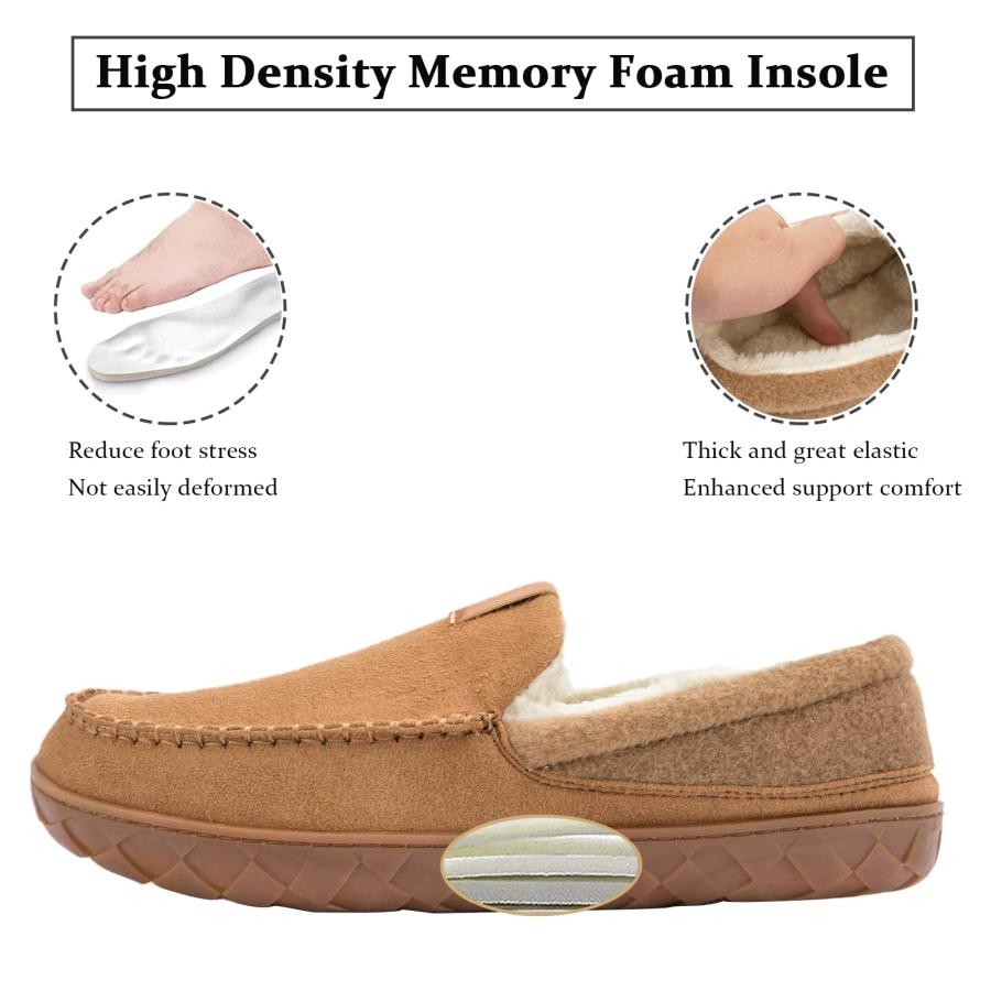 【並行輸入品】deenor Men's Moccasin House Slippers Cozy Memory Foam Bedroom Sl_6