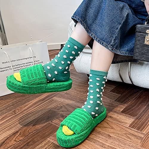 【並行輸入品】ZAIXO Women Slippers Fur Winter Solid Color Bedroom Living Greenの画像